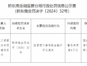 工商银行镇远支行被罚1万元：因管理不善导致金融许可证遗失